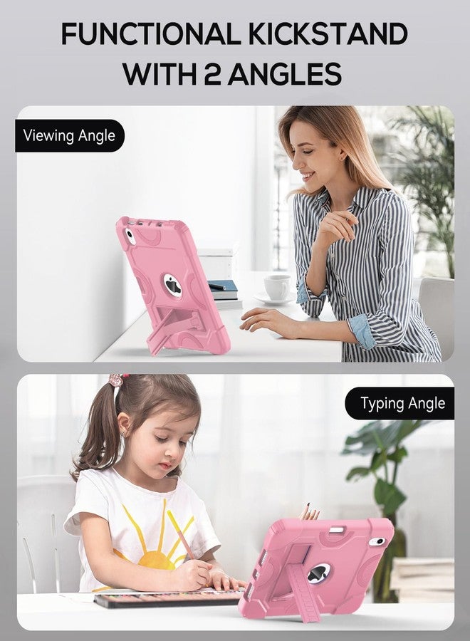 cantis جراب كانتيس لجهاز iPad mini 7 A17 Pro 2024/ iPad mini 6 2021 مقاس 8.3 بوصة، غطاء متين مقاوم للصدمات لجهاز iPad mini من الجيل السابع/السادس مقاس 8.3 بوصة مع حامل قلم، لون ذهبي وردي - Image 3